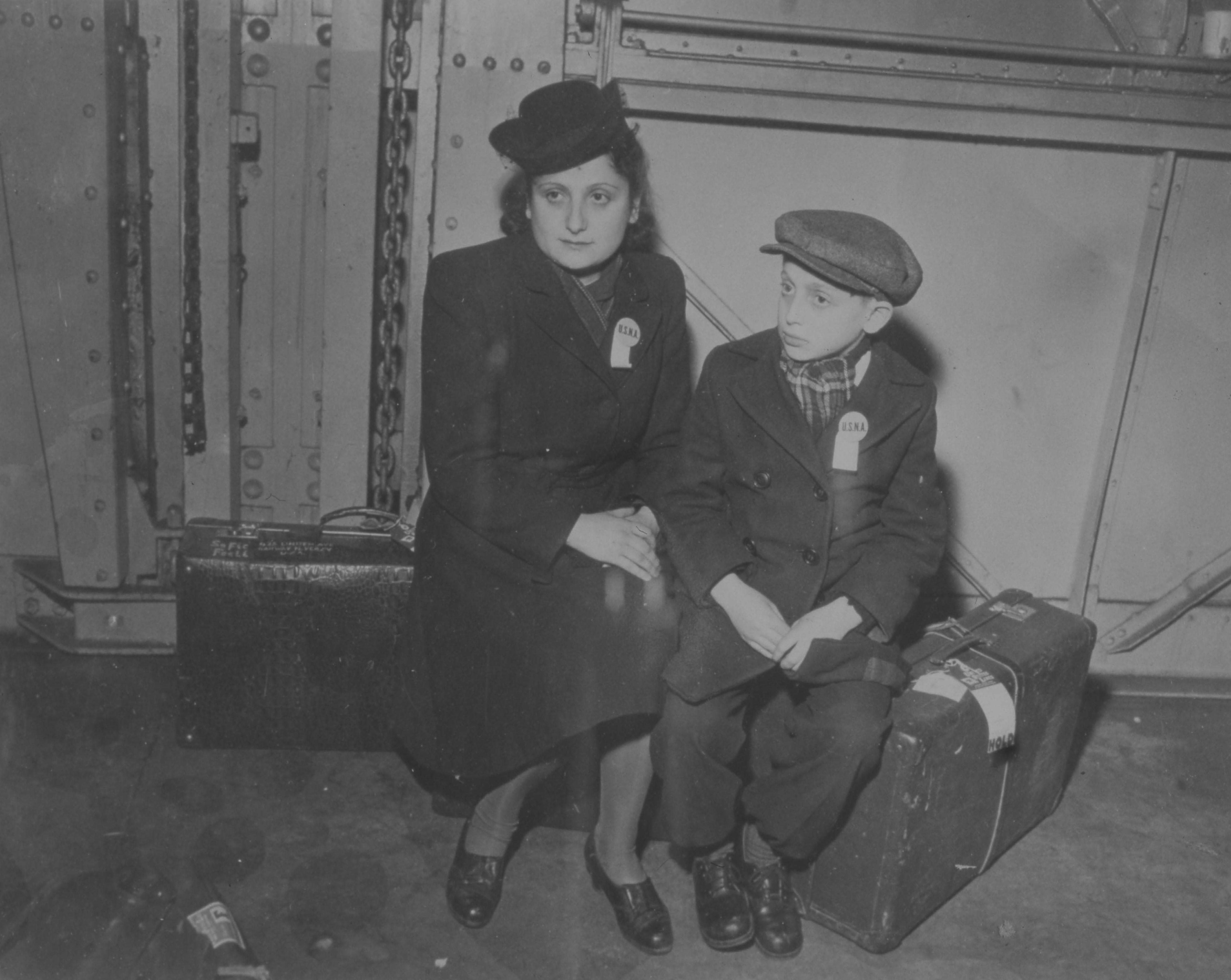 Renee and her brother Michael on a boat to the United States in 1947